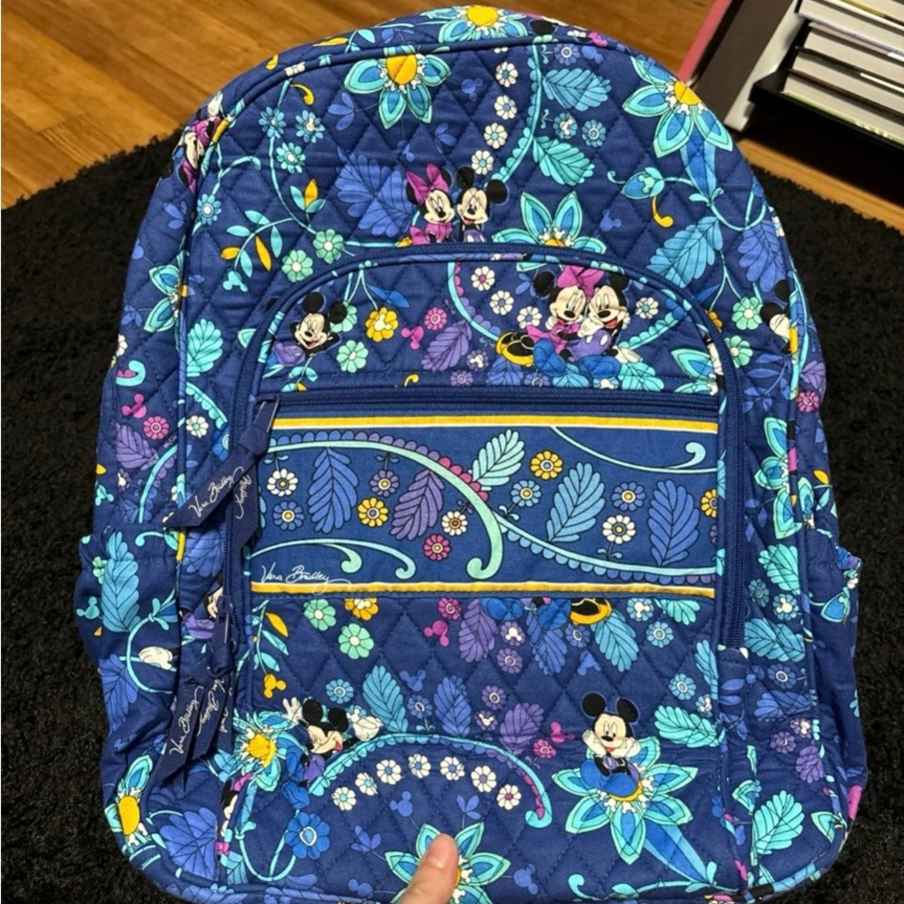 Vera Bradley Blue Dreaming of Mickey Campus Cotton Backpack Travel or school